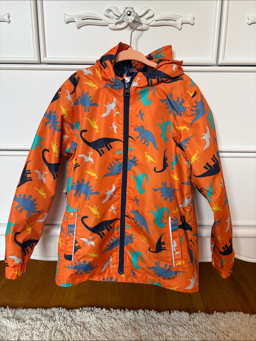 Lily & Dan Orange Dino Print Jacket - Small